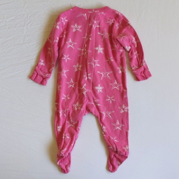 old navy pink starfish cotton zipper footie sleeper pajamas 3-6 months baby girl - Picture 6 of 6